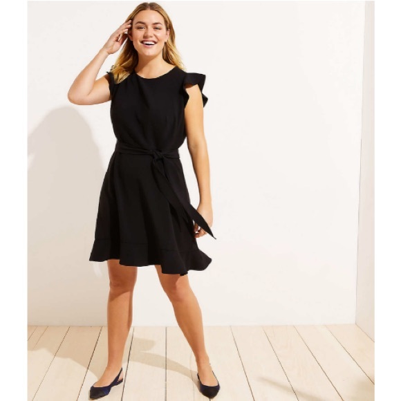loft black ruffle dress